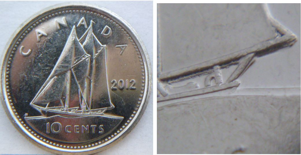 10 Cents  2012-Double de la dôme des voiles-Coin détérioré-1.JPG