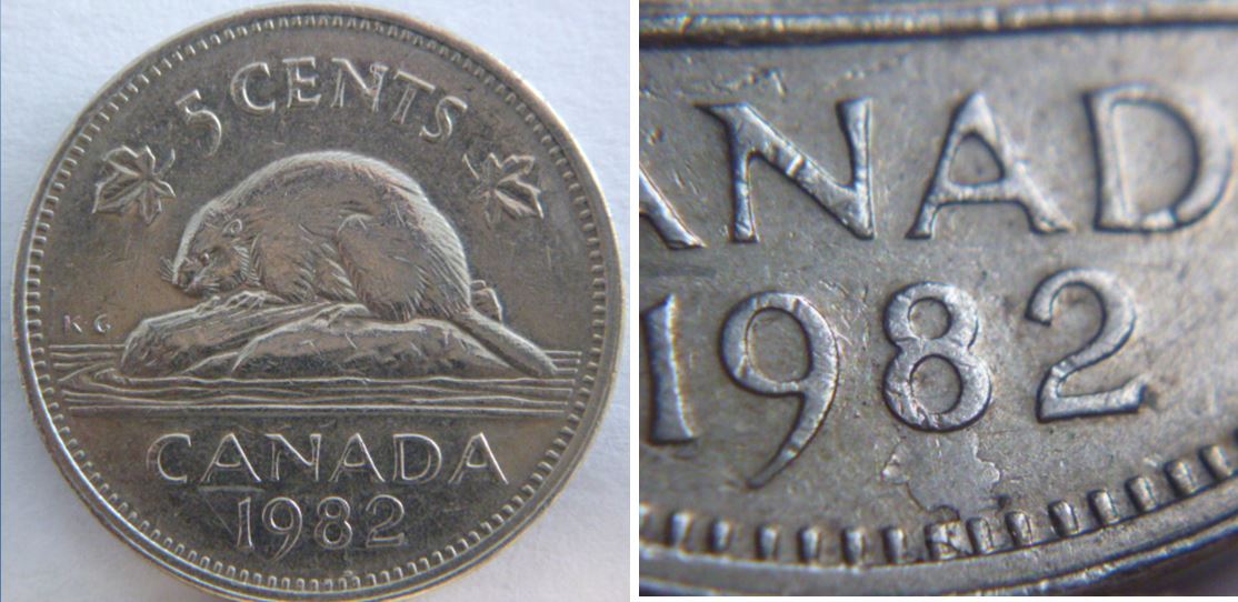 5 Cents 1982-Dépôt de métal sous le 8 de la date-1.JPG