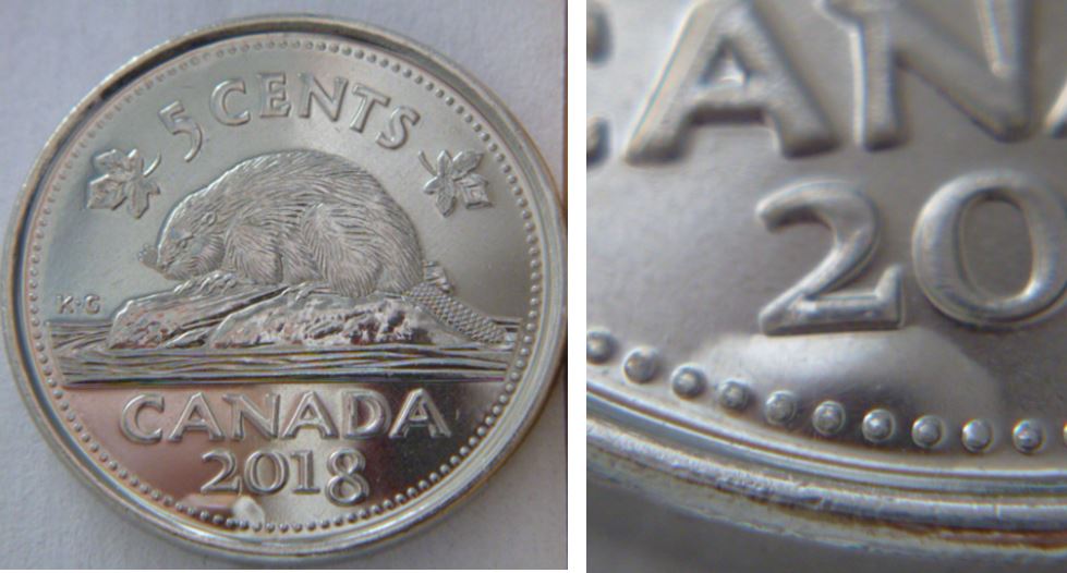 5 Cents 2018-Le 2 de la date est sur la montagne-Placage déficient-1.JPG