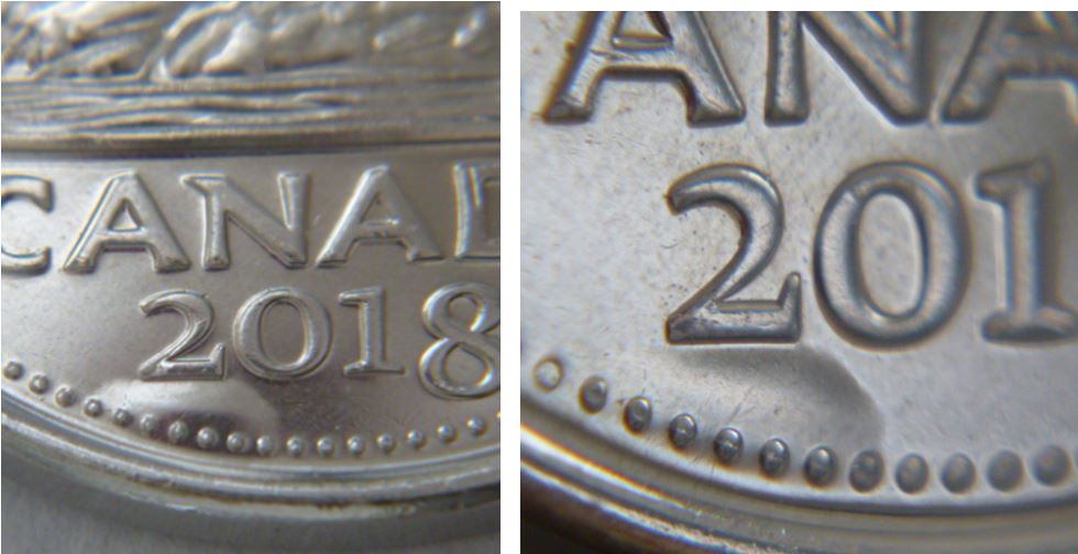 5 Cents 2018-Le 2 de la date est sur la montagne-Placage déficient-2.JPG