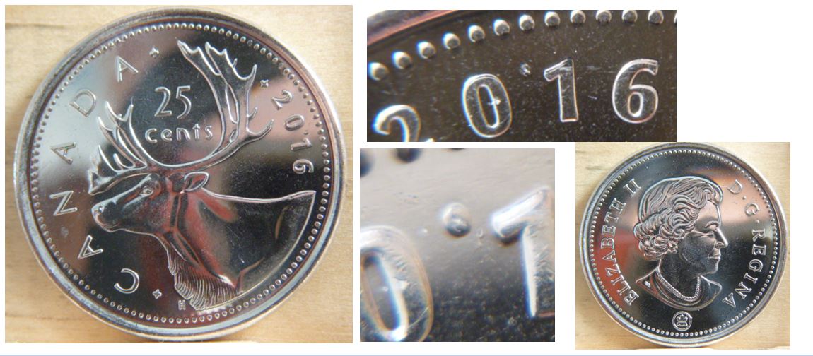25 Cents 2016 - Point entre  0 . 1 de la date.JPG