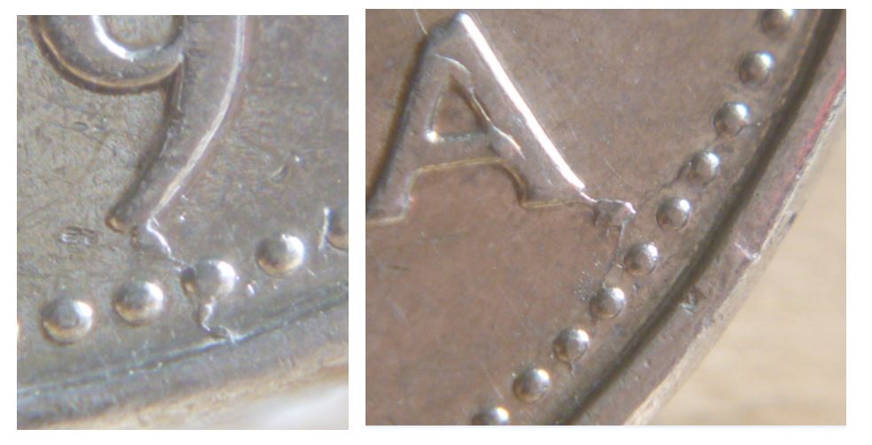 5 Cents 1999 - Fendille sous A + accumulation au revers-2.JPG