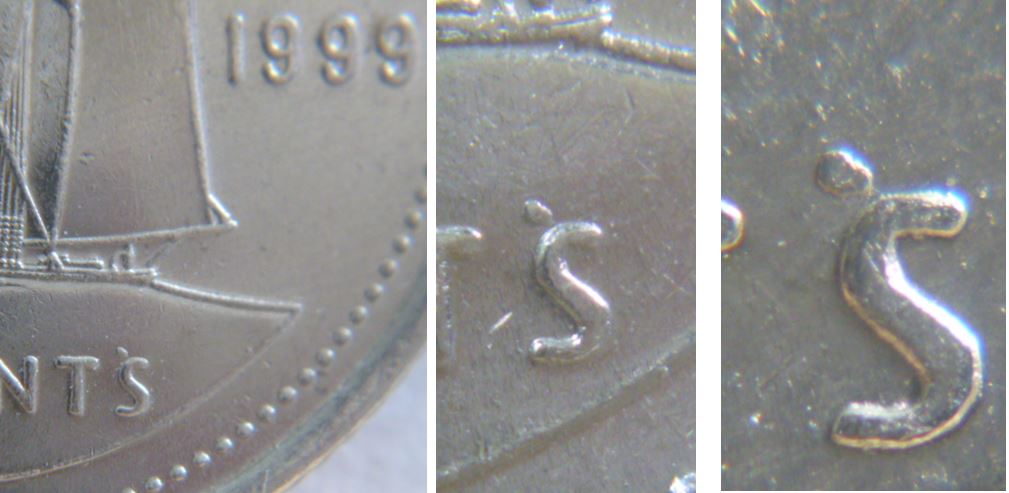 10 Cents 1999-Éclat de coin-Point-au dessus du S de centS.JPG