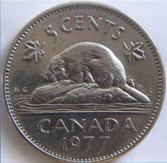 5 Cents 1977-Le dernier A de canadA bouché- Éclat du Coin -1.JPG