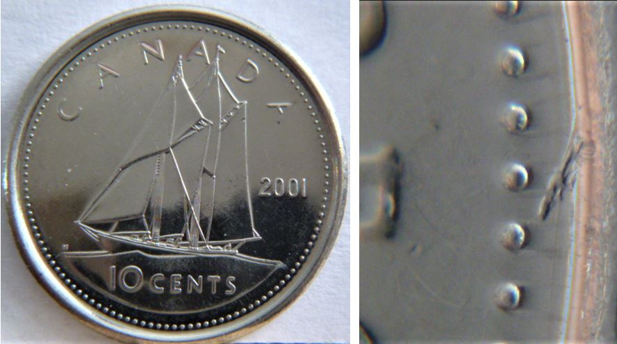 10 Cents 2001-Dommage du coin au dessus de Regina-1.JPG