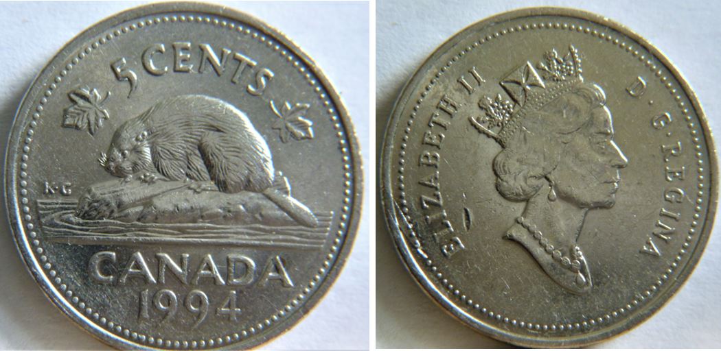 5 Cents 1994-Accumulation revers et Défaut de flan avers-1.JPG