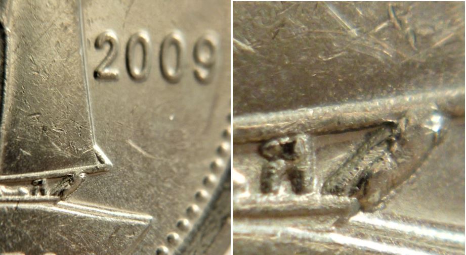 10 Cents 2009-Éclat du coin sur le cable de la poupe-1.JPG