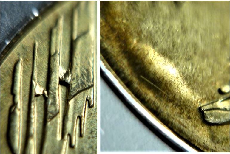 2 Dollar 2017 -Une baleine derrière le canot-Éclat coin -Coin fendillé-2.JPG