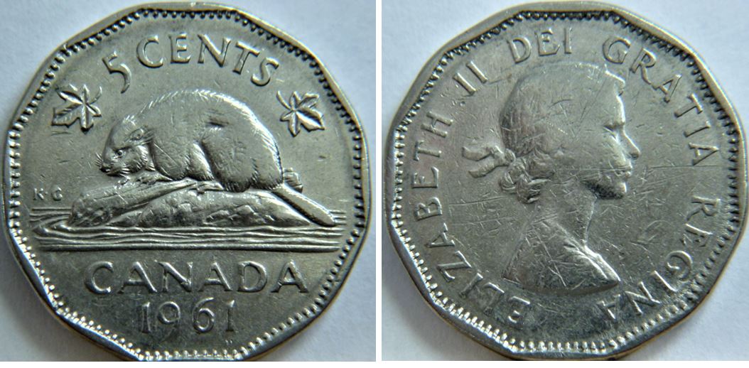5 Cents 1961-Éclat coin sous le 6+Double REGINA-ELIZAB-1.JPG