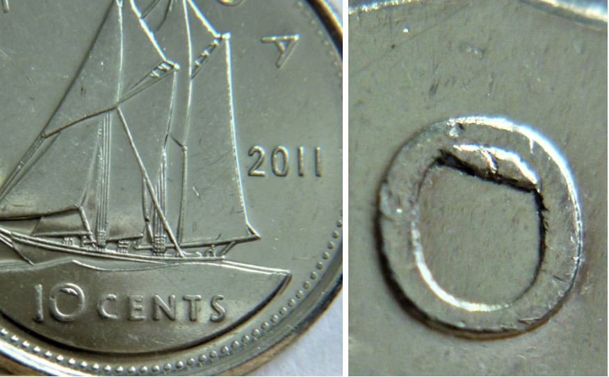 10 Cents 2011-Éclat coin dans le 0 de 10,1.JPG