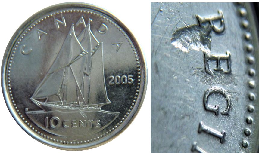 10 Cents 2005-Frappe a travers sur RE de REgine-,1.JPG