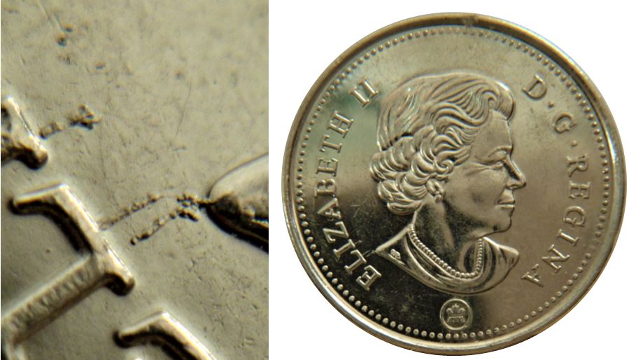 5 Cents 2016-Coin fendillé sous le Li de eLizabeth-1.JPG