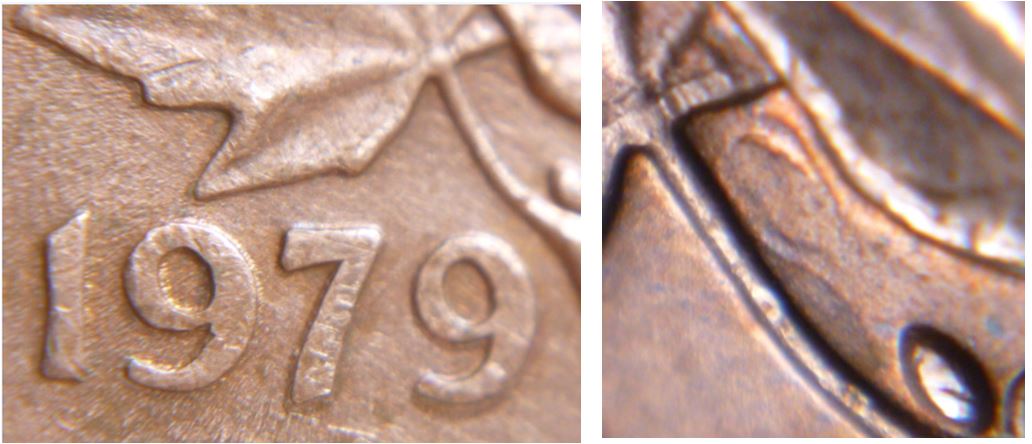 1 Cent 1979 - Double 1979 -la feuille +une fleur -3.JPG