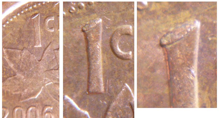 1 Cent - 2006 logo M. -Éclat de coin sur 1 de 1 cent-2.JPG