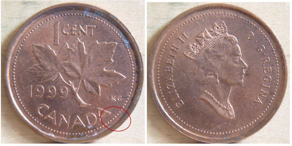 1 Cent - 1999- Fendille apprès le A canadA-1.JPG