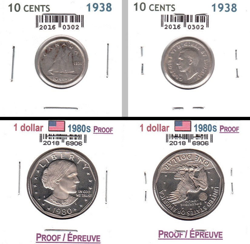 À Vendre - 10c 1938 + USA 1$ 1980S Proof.jpg