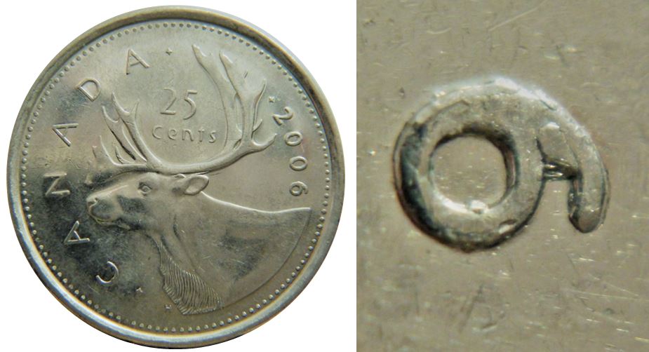 25 Cents 2006-Éclat coin sur 6 et N de caNada-1.JPG