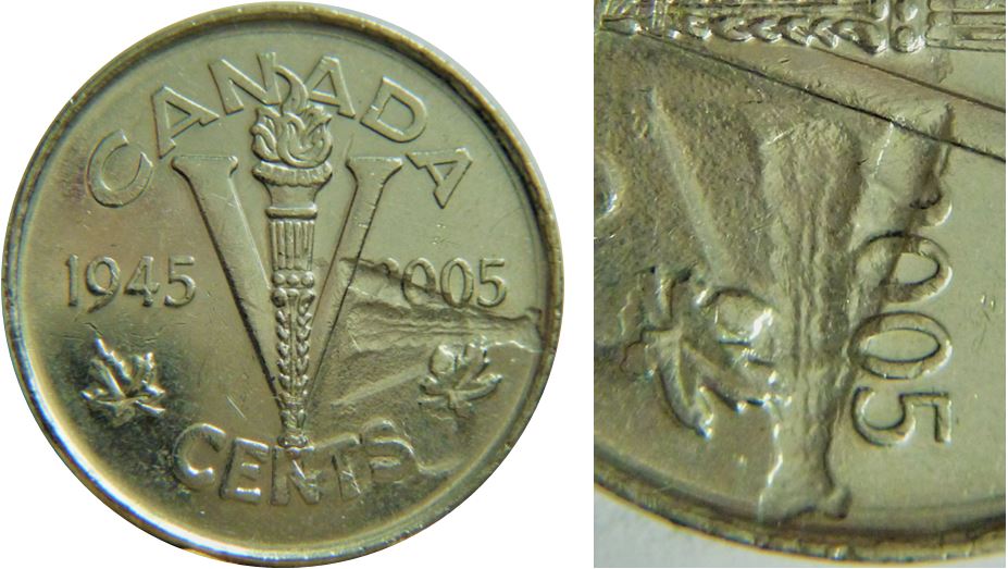 5 Cents 2005p Victoire-Frappe à travers un flambeau-2.JPG