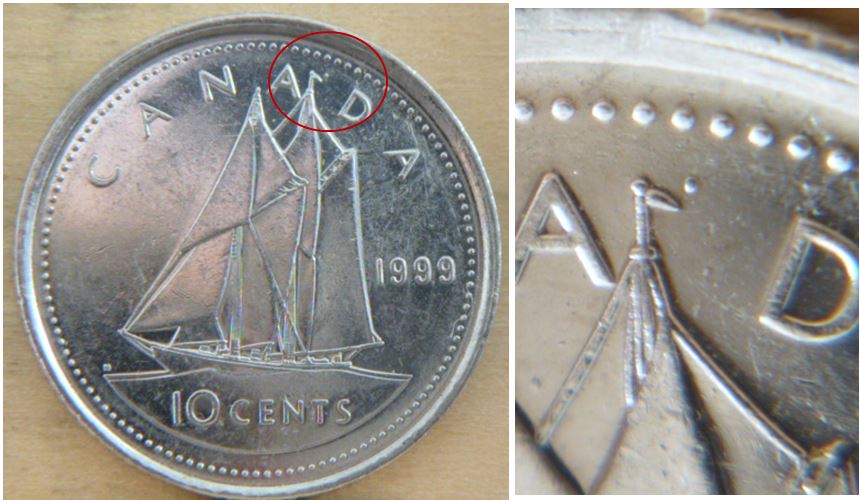 10 Cents 1999-Point près du drapeau.JPG