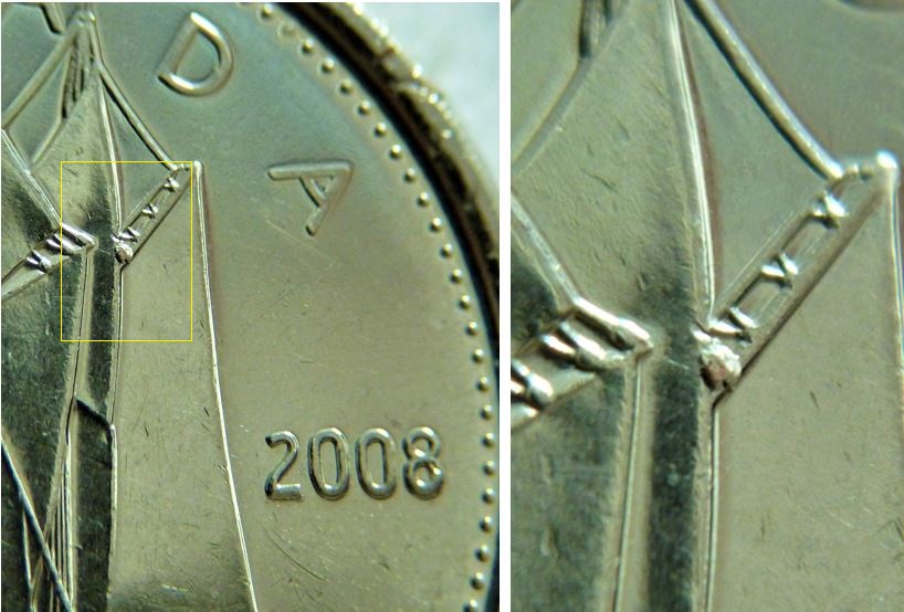 10 Cents 2008-Éclat de coin au cordage du voilier-No.2.JPG