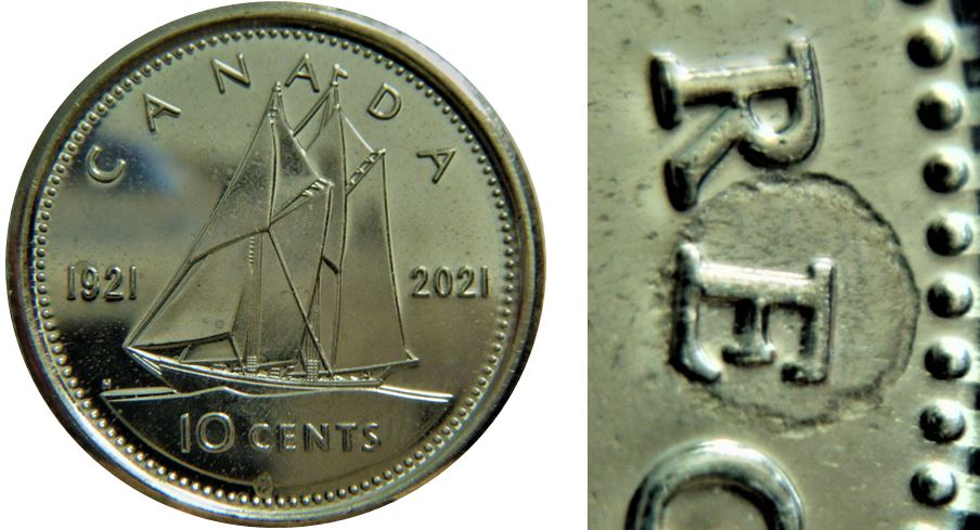10 Cents 2021-Défaut de laminage sous E de rEgina-1.JPG