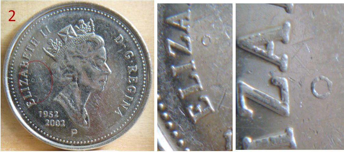 5 Cents 2002-Éclat de coin (beigne)sous Z de eliZabeth-2.JPG