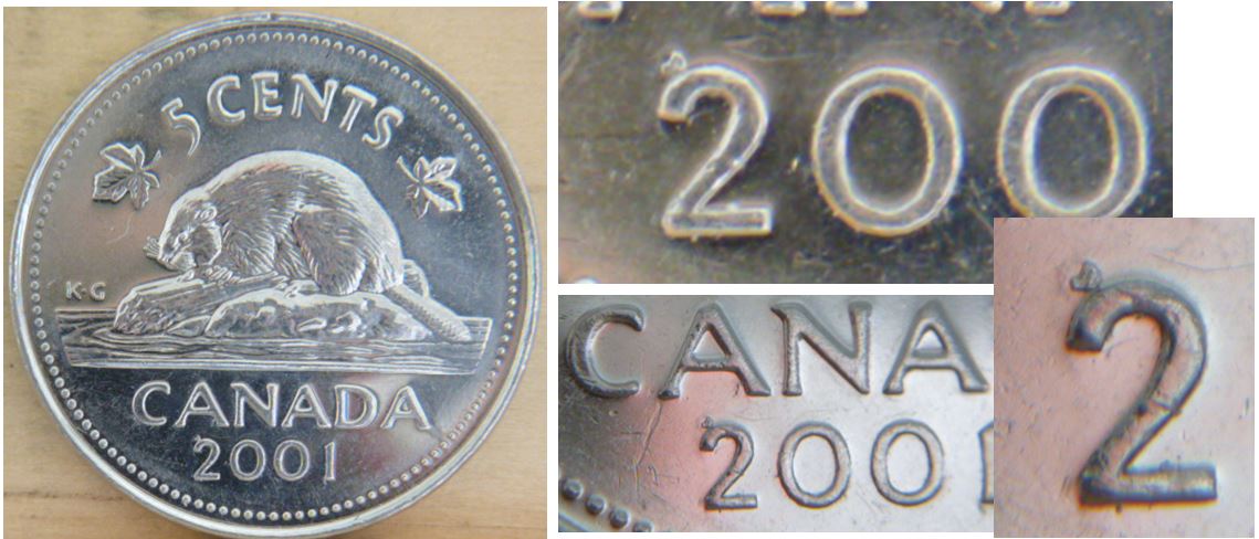 5 Cents 2001-Éclat de coin au dessus du 2.JPG