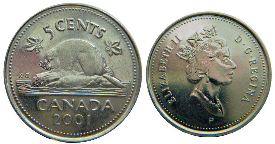 5 Cents 2001p-Frappe à travers  sur le castor-1.JPG