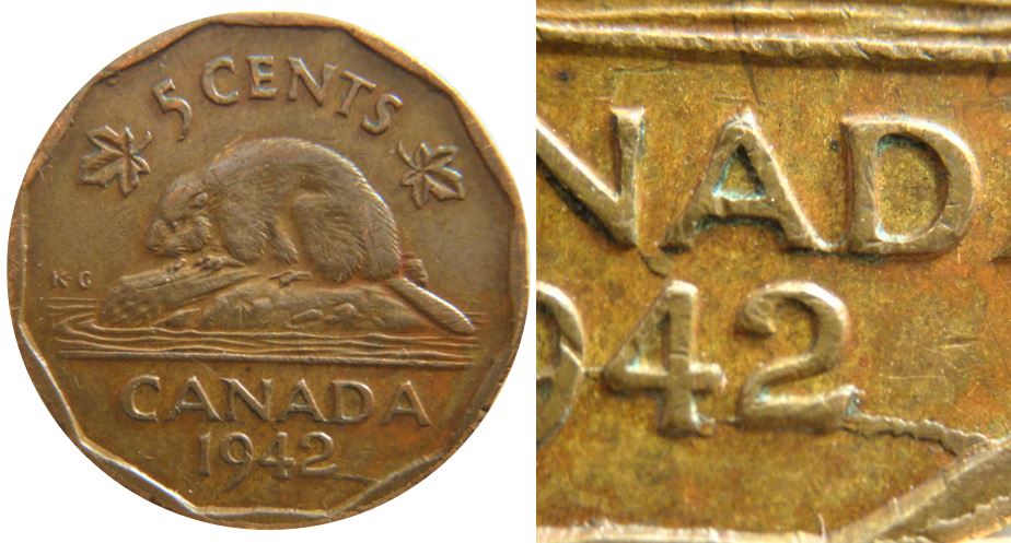 5 Cents 1942 T -Coin fendillé avers et revers-1.JPG