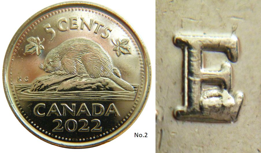 5 Cents 2022-Éclat coin dans E de regina-No.2,.JPG