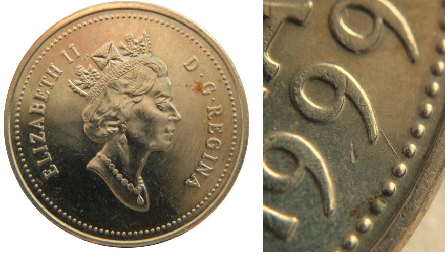 5 Cents 1999-Dommage du coin sous deuxième 9-2.JPG