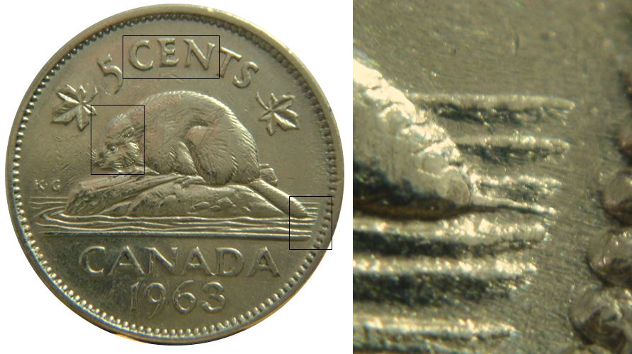 5 Cents 1963-Double CEN et tête du castor-Coin fendille à la queue-1.JPG