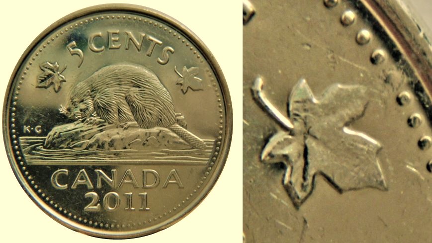 5 Cents 2011-Frappe a travers la graisse sur feuille droite-1.JPG
