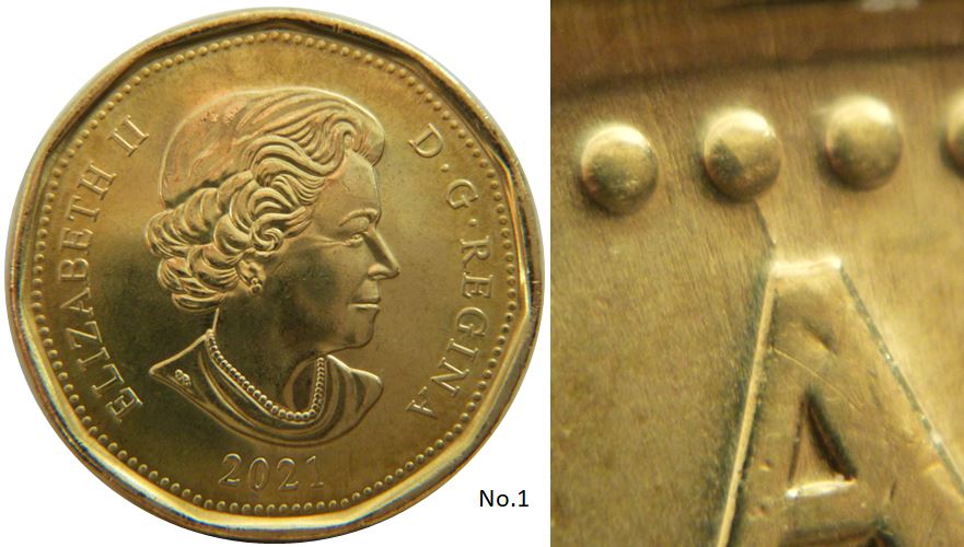 1 Dollar 2021-Coin fendillé au dessus A de canadA-No.1,.JPG