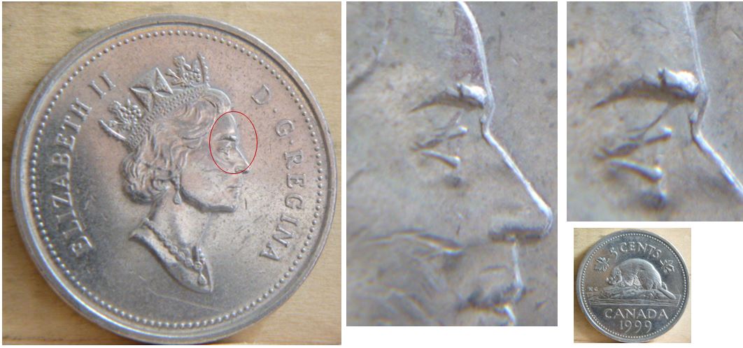 5 Cents 1999- Éclat de coin sur sourcil.JPG