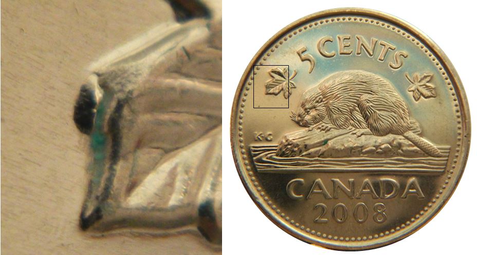 5 Cents 2008-Éclat coin feuille gauche différent-1.JPG