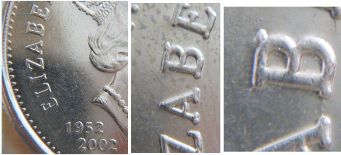 25 Cents 2002-Éclat de coin sur B de elizaBeth.JPG