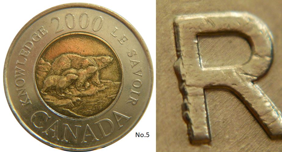 2 Dollars 2000-Éclat coin sur D R de DollaRs-1,.JPG