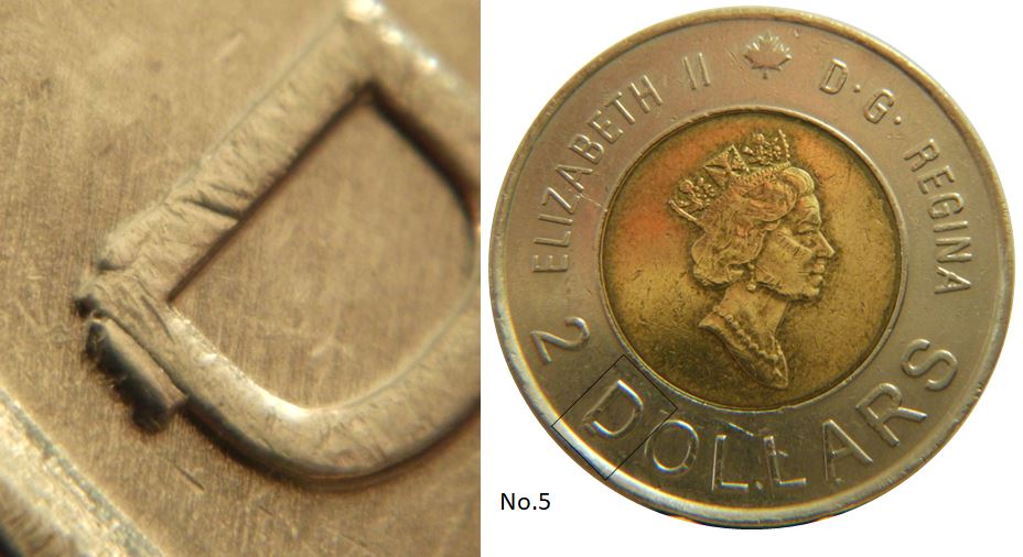 2 Dollars 2000-Éclat coin sur D R de DollaRs-1.JPG