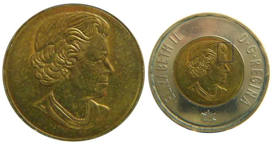 2 Dollars 2017-Éclat coin sur le front de effigie-2.JPG
