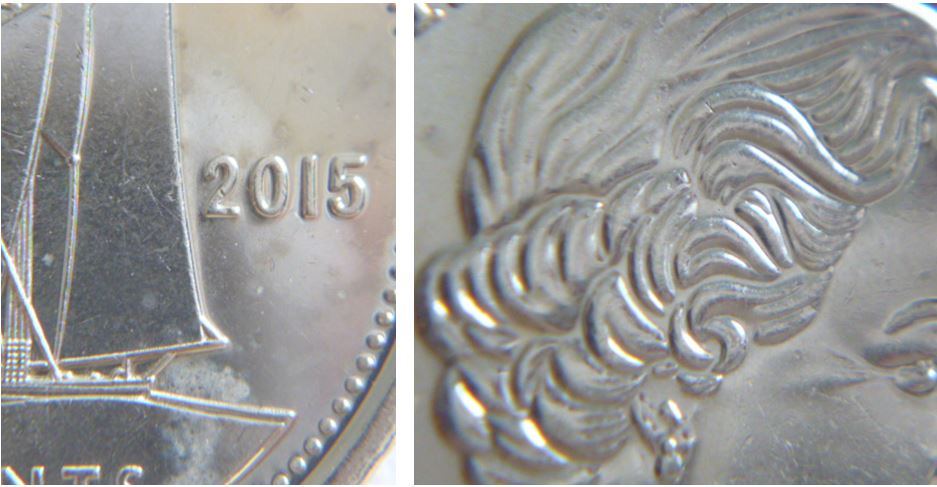 10 Cents 2015-Polissage excessif du coin- cheveux effigie-1.JPG