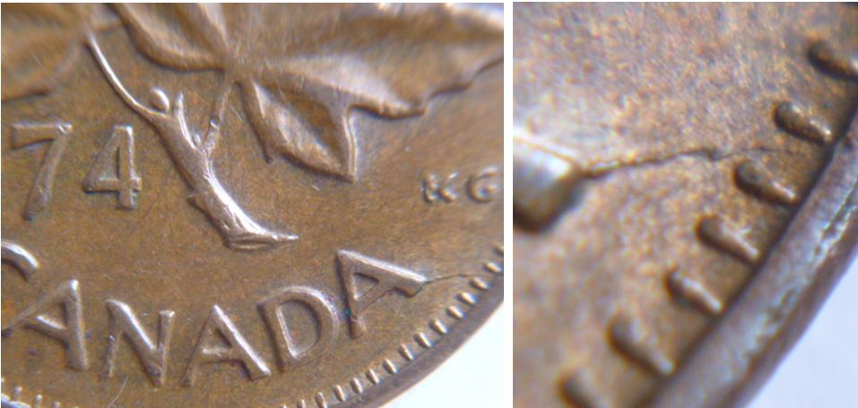 1 Cent 1974-Coin fendillé sous dernier A de canadA.JPG