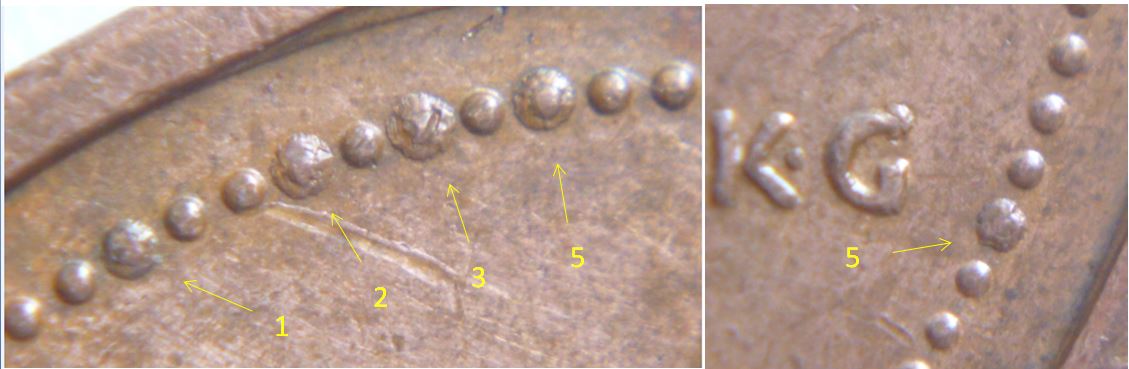 1 cent 1983 -5 Grosses perles coté revers-Accumulation sur les perles-3.JPG