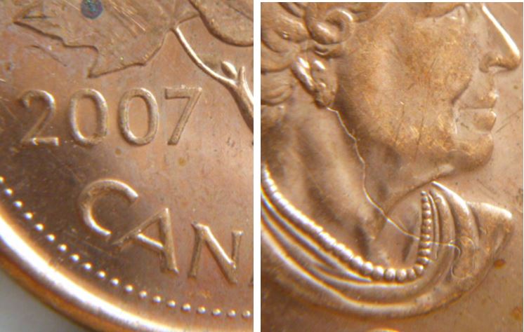 1 Cent 2007-Frappe a travers un fils-1.JPG