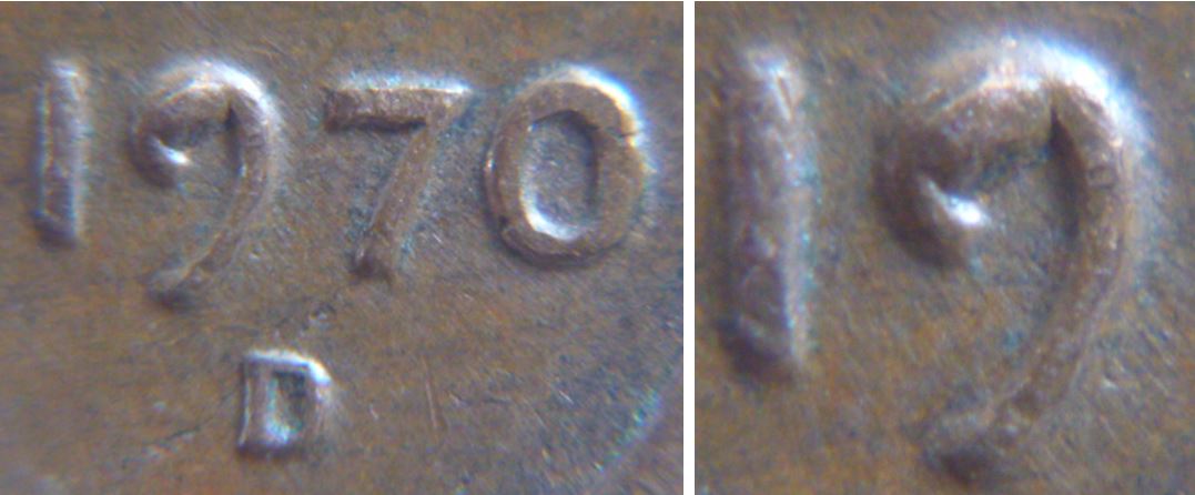 1 Cent 1970D  usa-Éclat de coin dand le 9-2.JPG