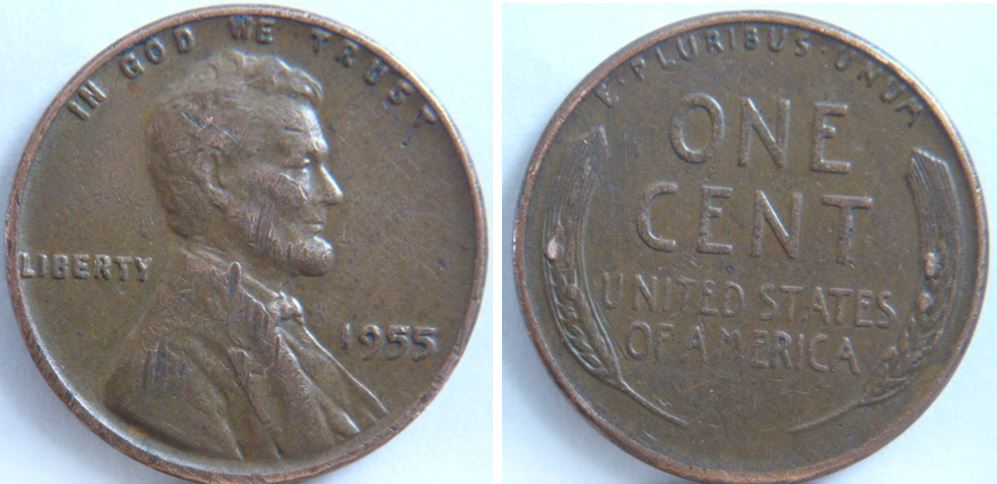 1 Cent 1955 usa-Accumulation sur les 2 gerbes de blé-1.JPG