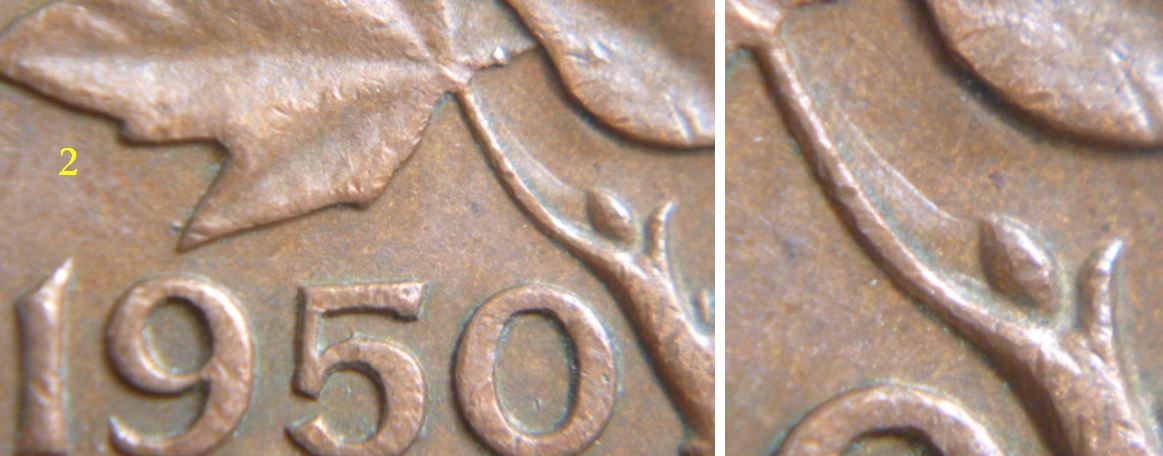 1 Cent 1950-Coin entrechoqué sous les feuilles -2.JPG