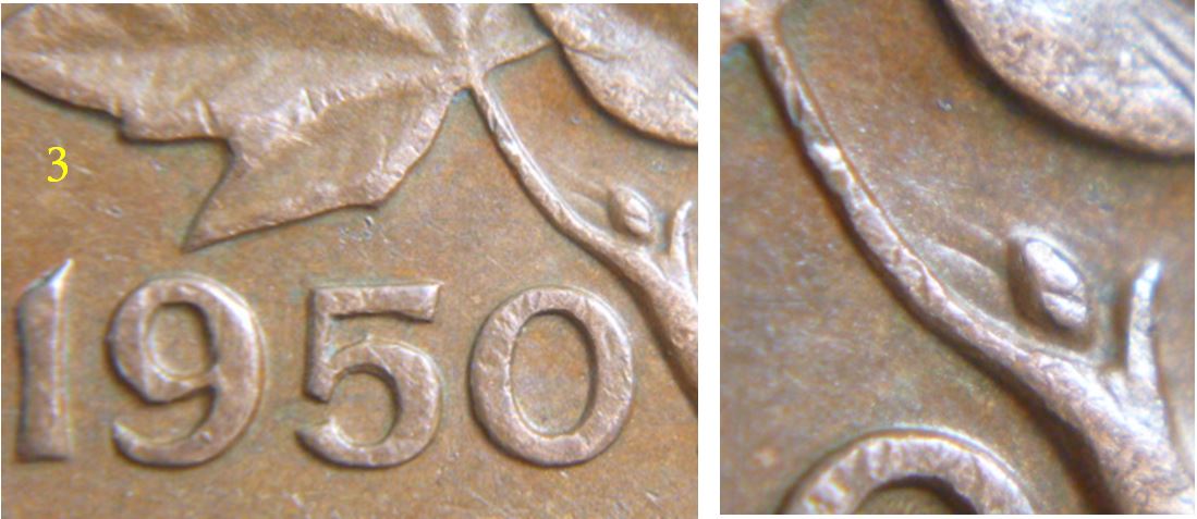 1 Cent 1950-Coin entrechoqué sous les feuilles -3.JPG