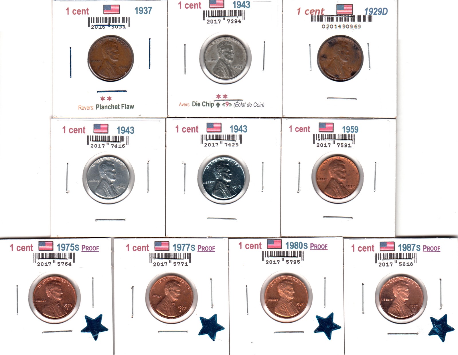 À Vendre - Lot 10 x USA 1c - Face.jpg