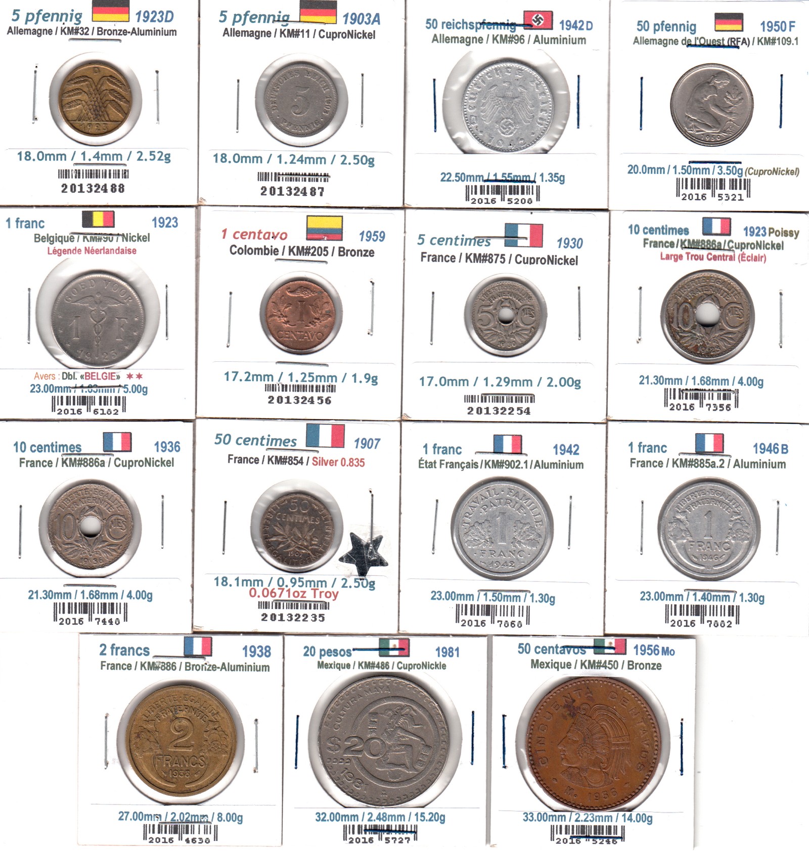 À Vendre - Lot Pièces du Monde 02 - Face (15 Pièces).jpg